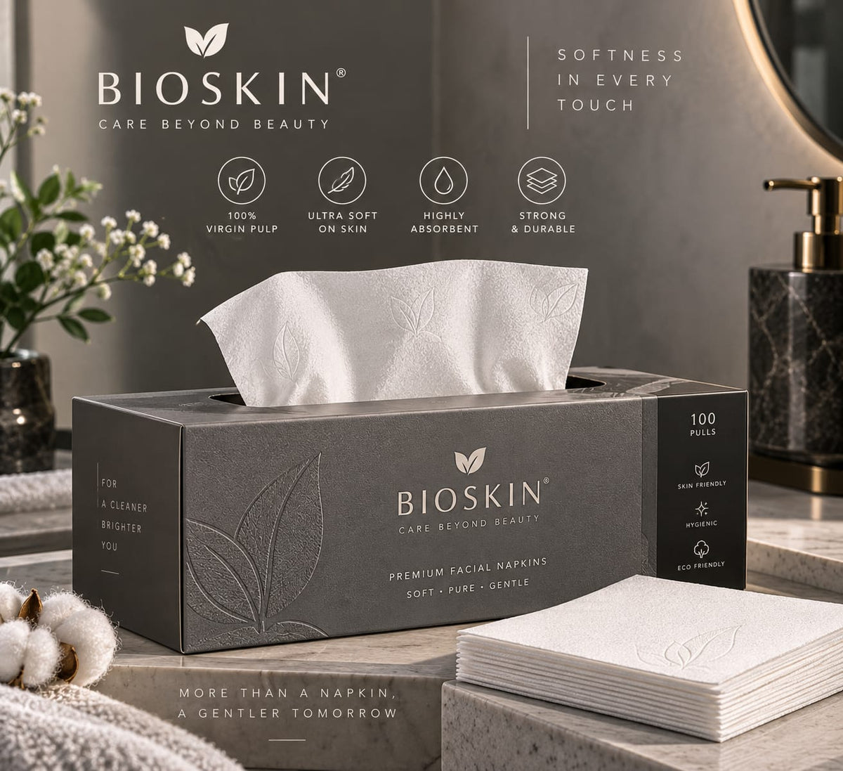 Soft napkin tissue box by Bioskin