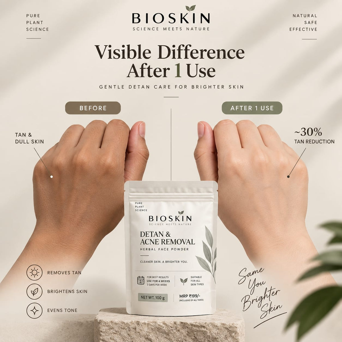 De-tan & Acne removal Face pack by Bioskin (100gm)