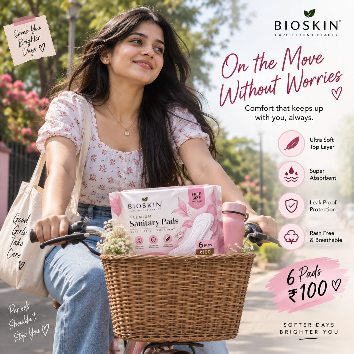 Premium sanitary pad by Bioskin (18 qty)